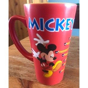 Disney Store Mickey Mouse Coffee Mug Tall Latte Ceramic Cup Checklist